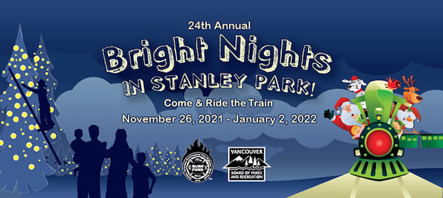 斯坦利公园明亮的夜晚火车